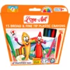Pack of 15 Broad & Fine Tip Plastic Crayons with Eraser and Sharpener – Triangular Easy-Grip, Non-Toxic, Washable Pack of 15 Broad & Fine Tip Plastic Crayons with Eraser and Sharpener – Triangular Easy-Grip, Non-Toxic, Washable