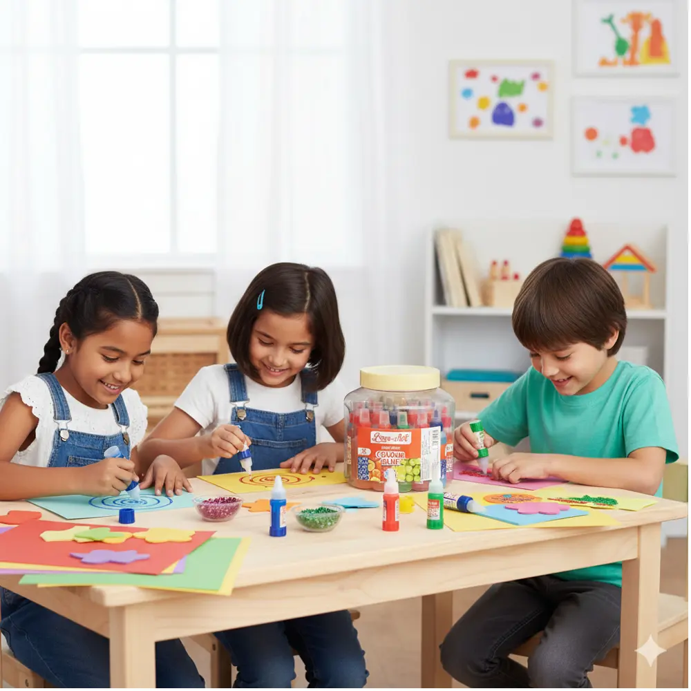 Glue used by kids for school art and craft projects Glue used by kids for school art and craft projects