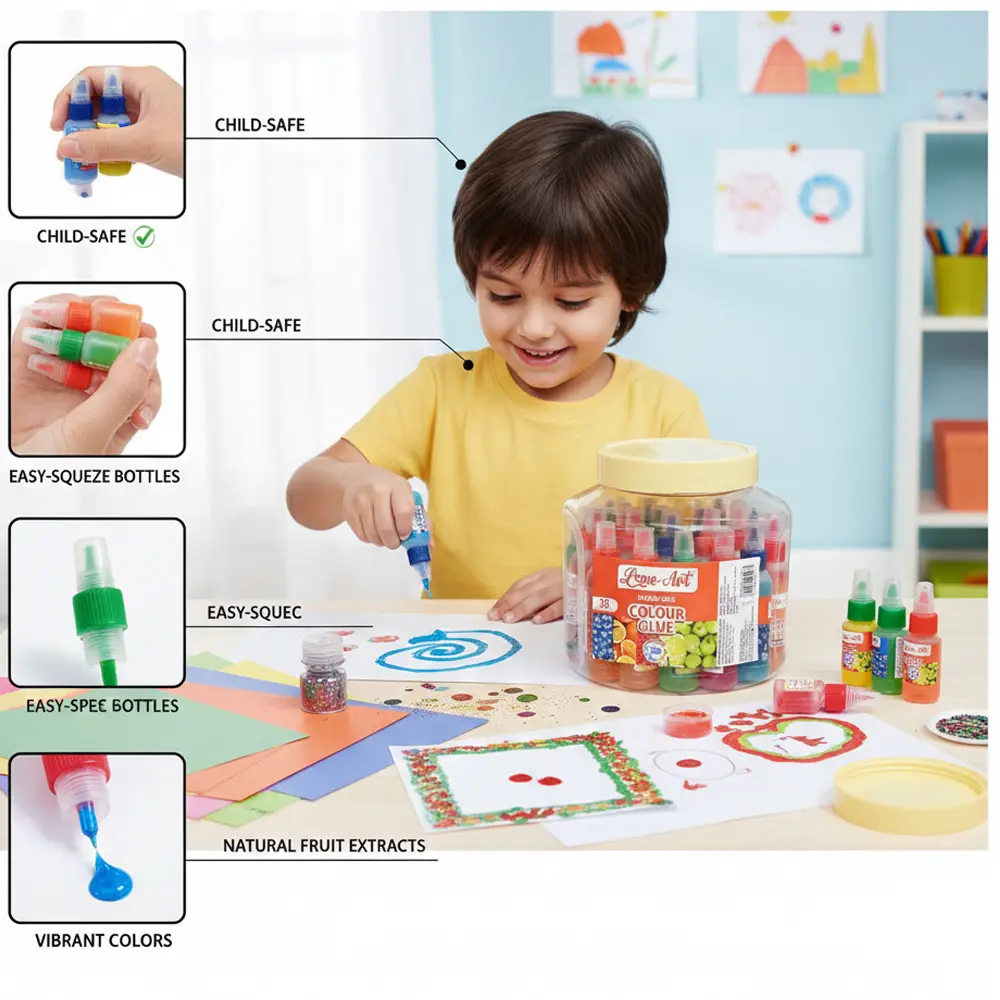 Glue used by kids for school art and craft projects Glue used by kids for school art and craft projects