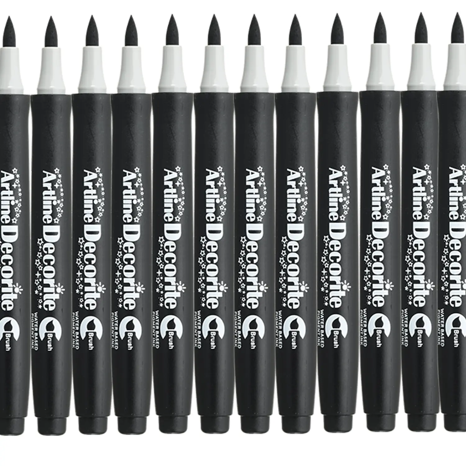 Decorite brush marker with flexible brush tip and water-based pigment ink Decorite brush marker with flexible brush tip and water-based pigment ink