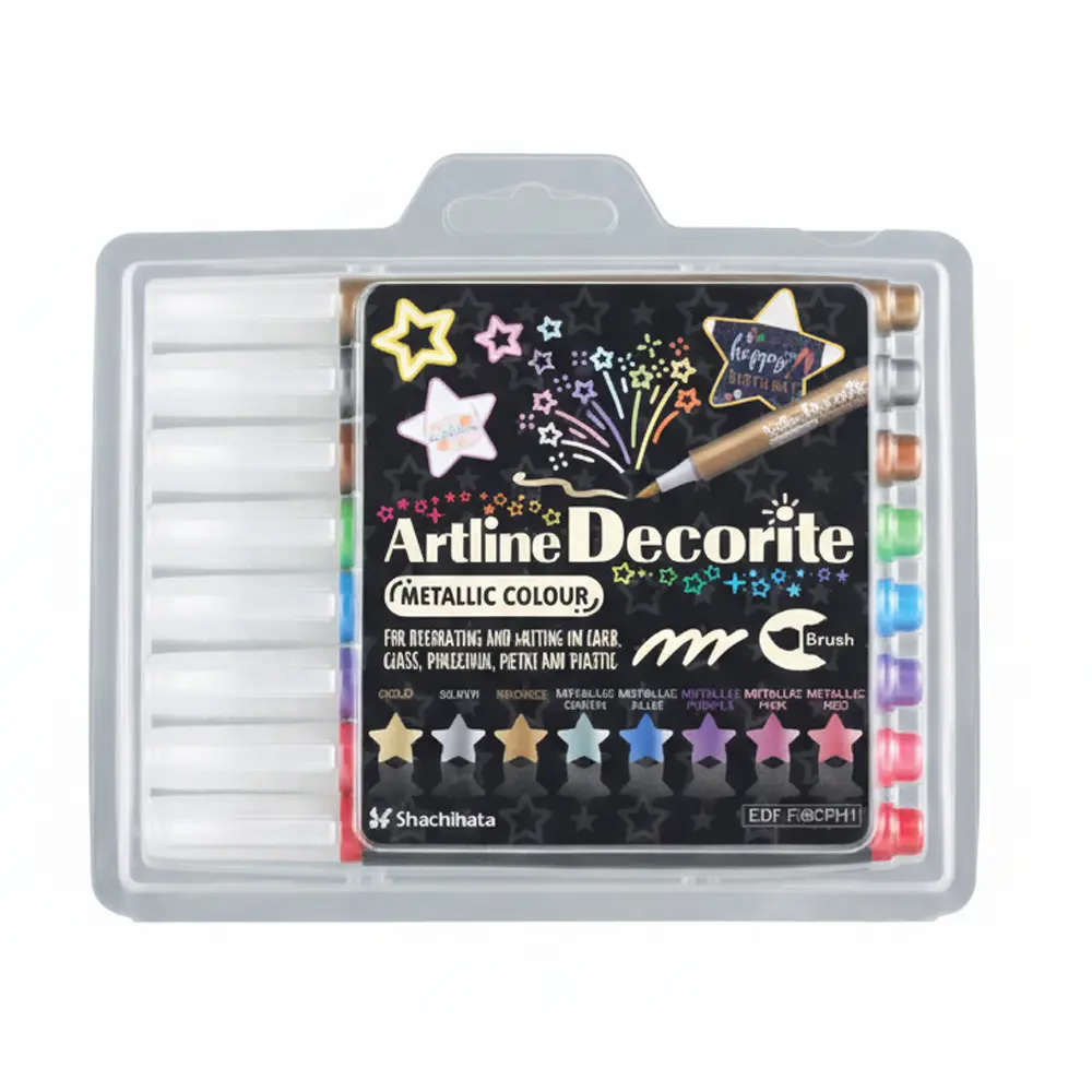Decorite brush marker with flexible brush tip and water-based pigment ink Decorite brush marker with flexible brush tip and water-based pigment ink