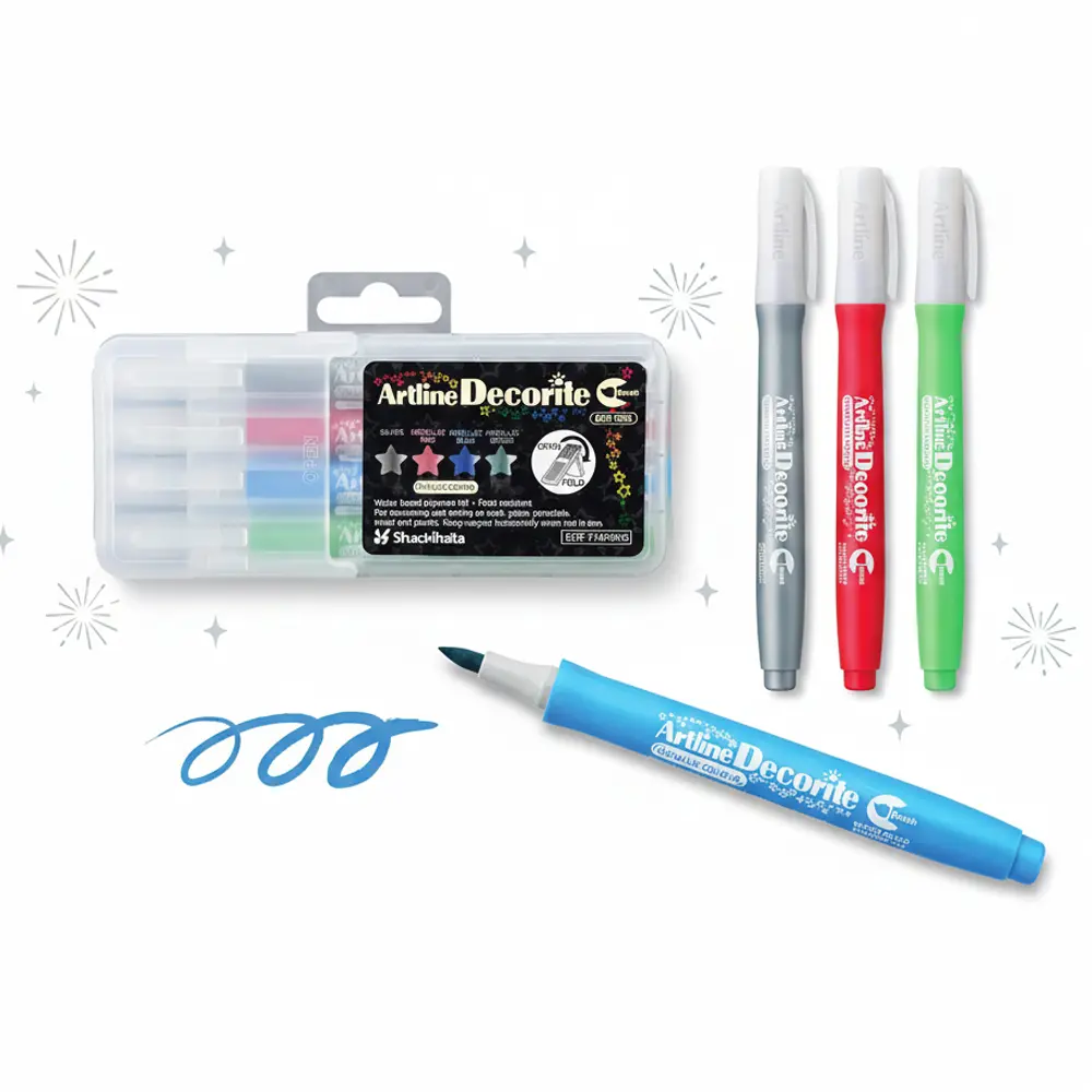 Decorite brush marker with flexible brush tip and water-based pigment ink Decorite brush marker with flexible brush tip and water-based pigment ink