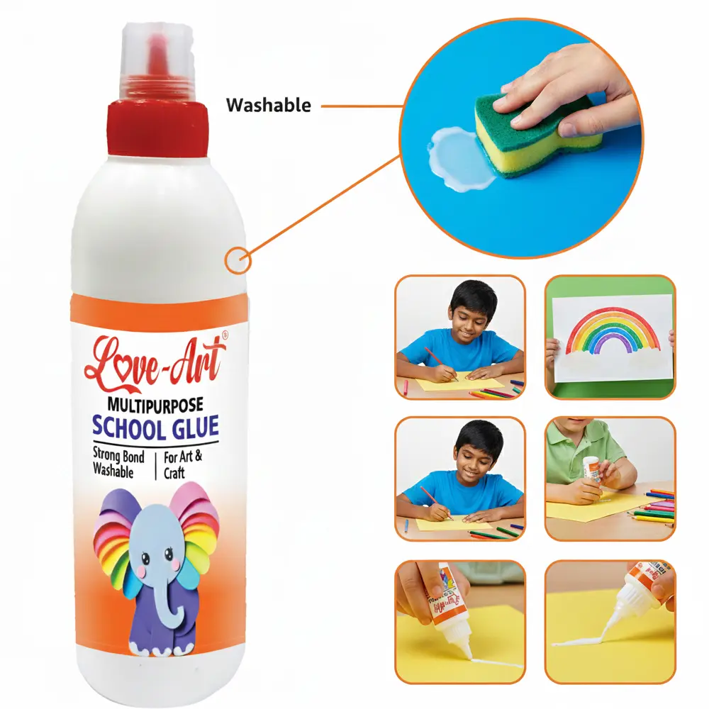 Glue used by kids for school art and craft projects Glue used by kids for school art and craft projects