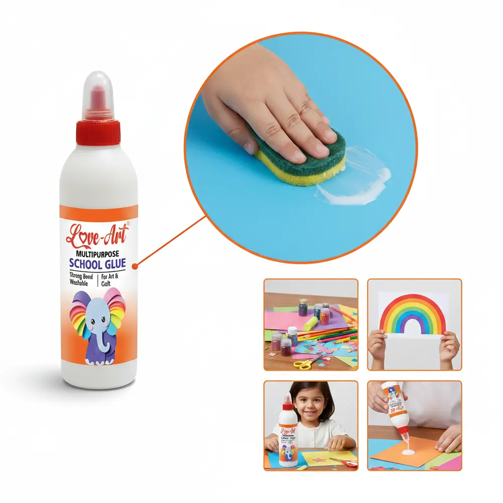 Glue used by kids for school art and craft projects Glue used by kids for school art and craft projects