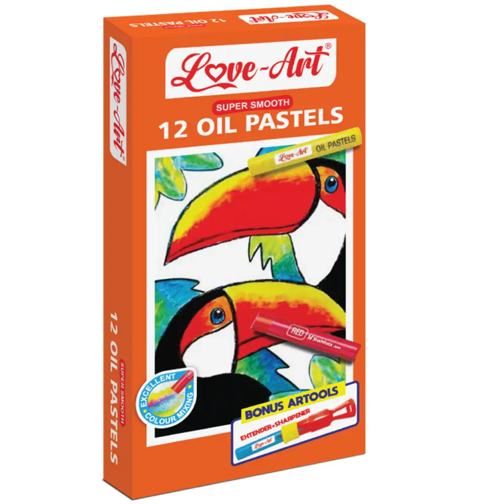 Oil pastels available in 12, 25, and 52 colour packs with art tools included Oil pastels available in 12, 25, and 52 colour packs with art tools included