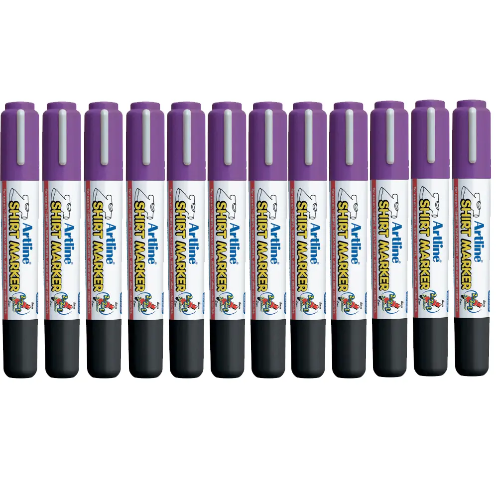 Shirt Marker pens for cotton fabrics – water-based pigment ink, vibrant colours, available in single, twin, and wallet packs for DIY T-shirt designs. Shirt Marker pens for cotton fabrics – water-based pigment ink, vibrant colours, available in single, twin, and wallet packs for DIY T-shirt designs.
