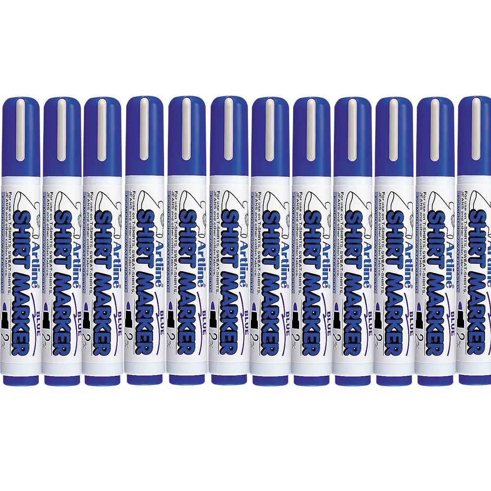 Shirt Marker pens for cotton fabrics – water-based pigment ink, vibrant colours, available in single, twin, and wallet packs for DIY T-shirt designs. Shirt Marker pens for cotton fabrics – water-based pigment ink, vibrant colours, available in single, twin, and wallet packs for DIY T-shirt designs.