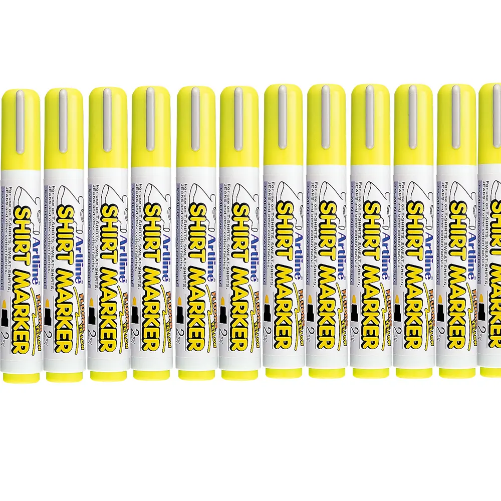 Shirt Marker pens for cotton fabrics – water-based pigment ink, vibrant colours, available in single, twin, and wallet packs for DIY T-shirt designs. Shirt Marker pens for cotton fabrics – water-based pigment ink, vibrant colours, available in single, twin, and wallet packs for DIY T-shirt designs.