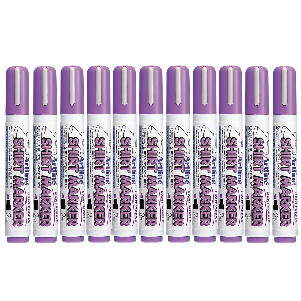 Shirt Marker pens for cotton fabrics – water-based pigment ink, vibrant colours, available in single, twin, and wallet packs for DIY T-shirt designs. Shirt Marker pens for cotton fabrics – water-based pigment ink, vibrant colours, available in single, twin, and wallet packs for DIY T-shirt designs.