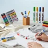 Shirt Marker pens for cotton fabrics – water-based pigment ink, vibrant colours, available in single, twin, and wallet packs for DIY T-shirt designs. Shirt Marker pens for cotton fabrics – water-based pigment ink, vibrant colours, available in single, twin, and wallet packs for DIY T-shirt designs.