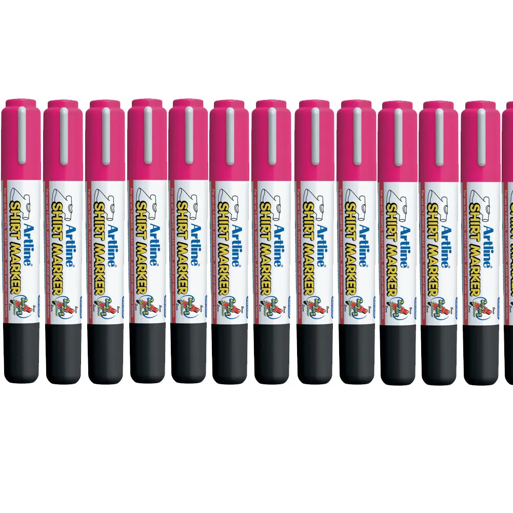 Shirt Marker pens for cotton fabrics – water-based pigment ink, vibrant colours, available in single, twin, and wallet packs for DIY T-shirt designs. Shirt Marker pens for cotton fabrics – water-based pigment ink, vibrant colours, available in single, twin, and wallet packs for DIY T-shirt designs.