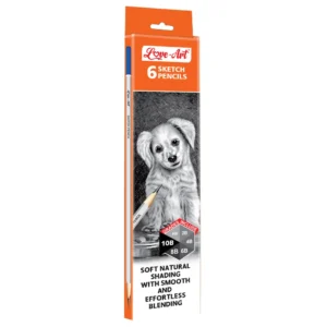 Love Art sketch pencil pack of 6 — HB 2B 4B 6B 8B 10B graphite grades for artists