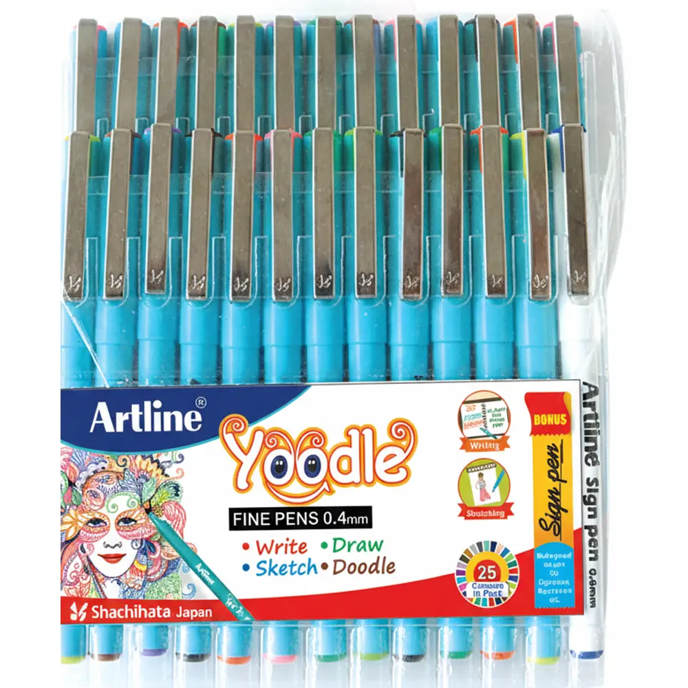 Yoodle fine pens 0.4mm in 25 vibrant colours Yoodle fine pens 0.4mm in 25 vibrant colours