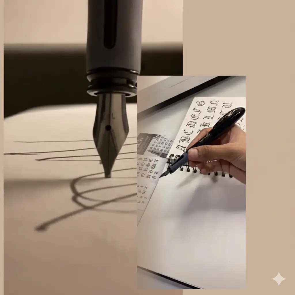 Pen set with interchangeable nibs and ink cartridges