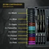 Eight ink cartridge colours blue black red green sepia purple pink turquoise Eight ink cartridge colours blue black red green sepia purple pink turquoise