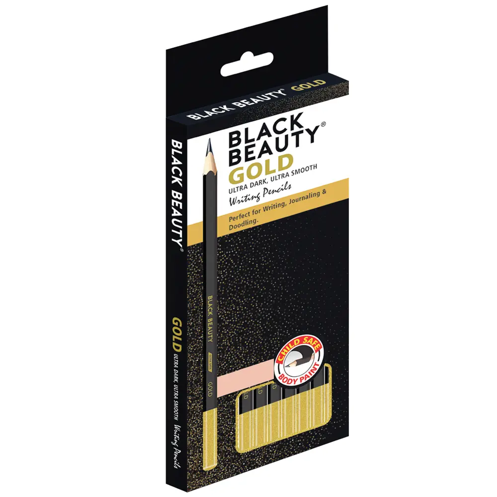 Black Beauty Bling Series Gold writing pencil for smooth handwriting, pack of 10 pencils Black Beauty Bling Series Gold writing pencil for smooth handwriting, pack of 10 pencils