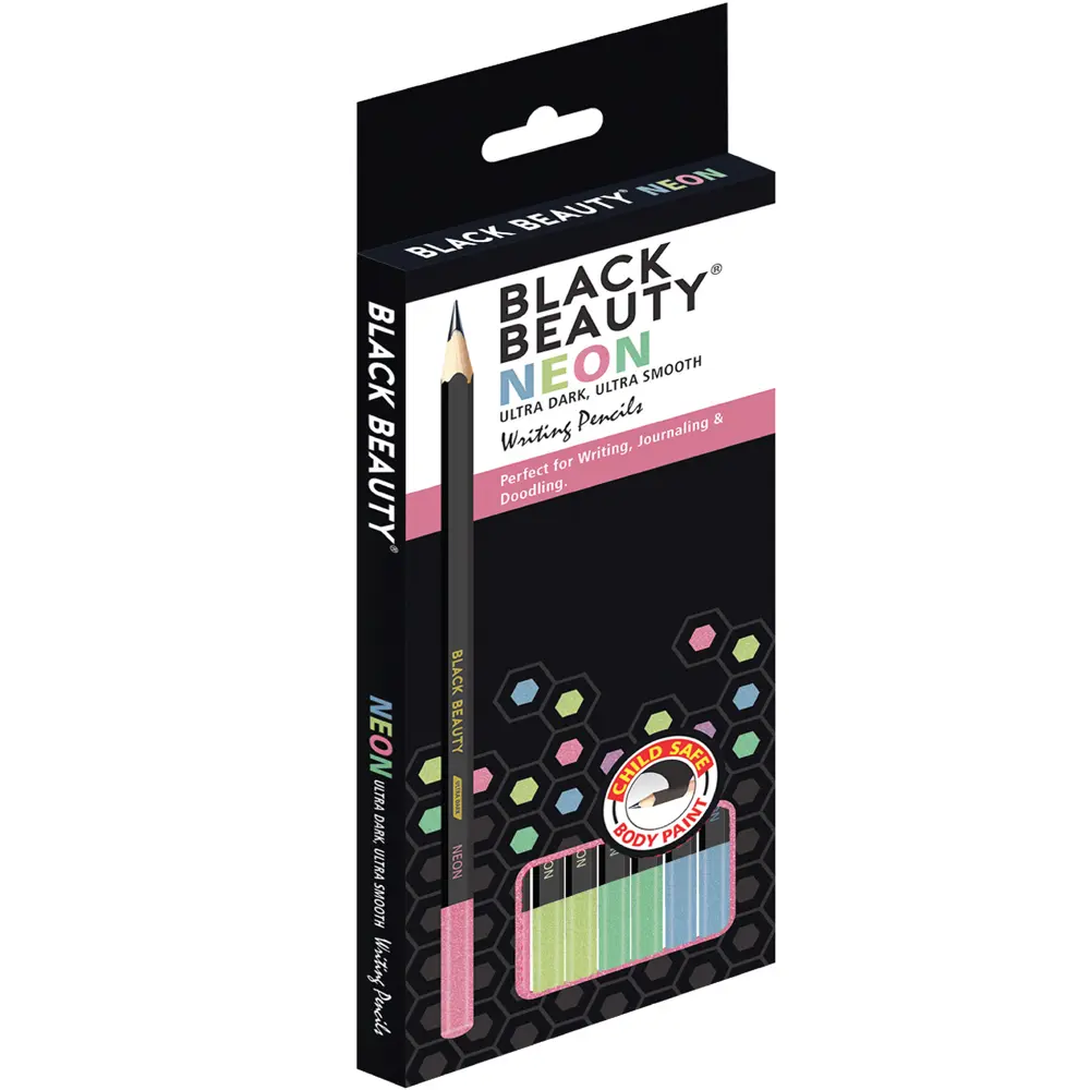 Black Beauty Bling Series Neon writing pencil for students and daily handwriting, pack of 10 Black Beauty Bling Series Neon writing pencil for students and daily handwriting, pack of 10