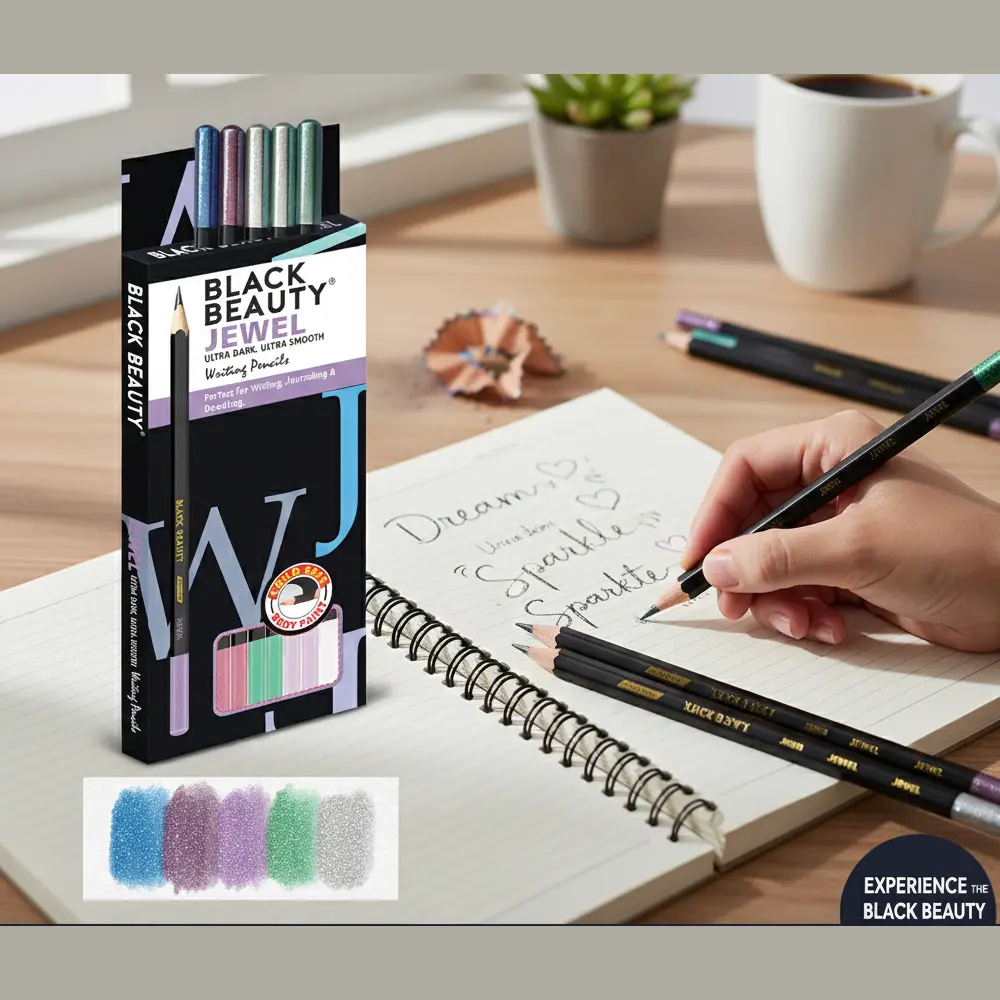 Black Beauty Bling Series Jewel writing pencil for smooth handwriting, pack of 10 pencils Black Beauty Bling Series Jewel writing pencil for smooth handwriting, pack of 10 pencils