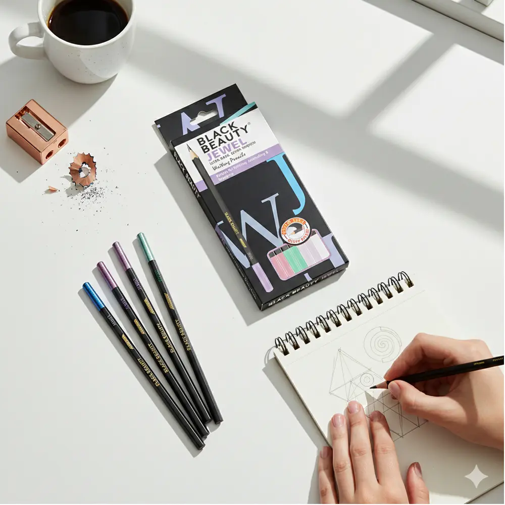 Black Beauty Bling Series Jewel writing pencil for smooth handwriting, pack of 10 pencils Black Beauty Bling Series Jewel writing pencil for smooth handwriting, pack of 10 pencils