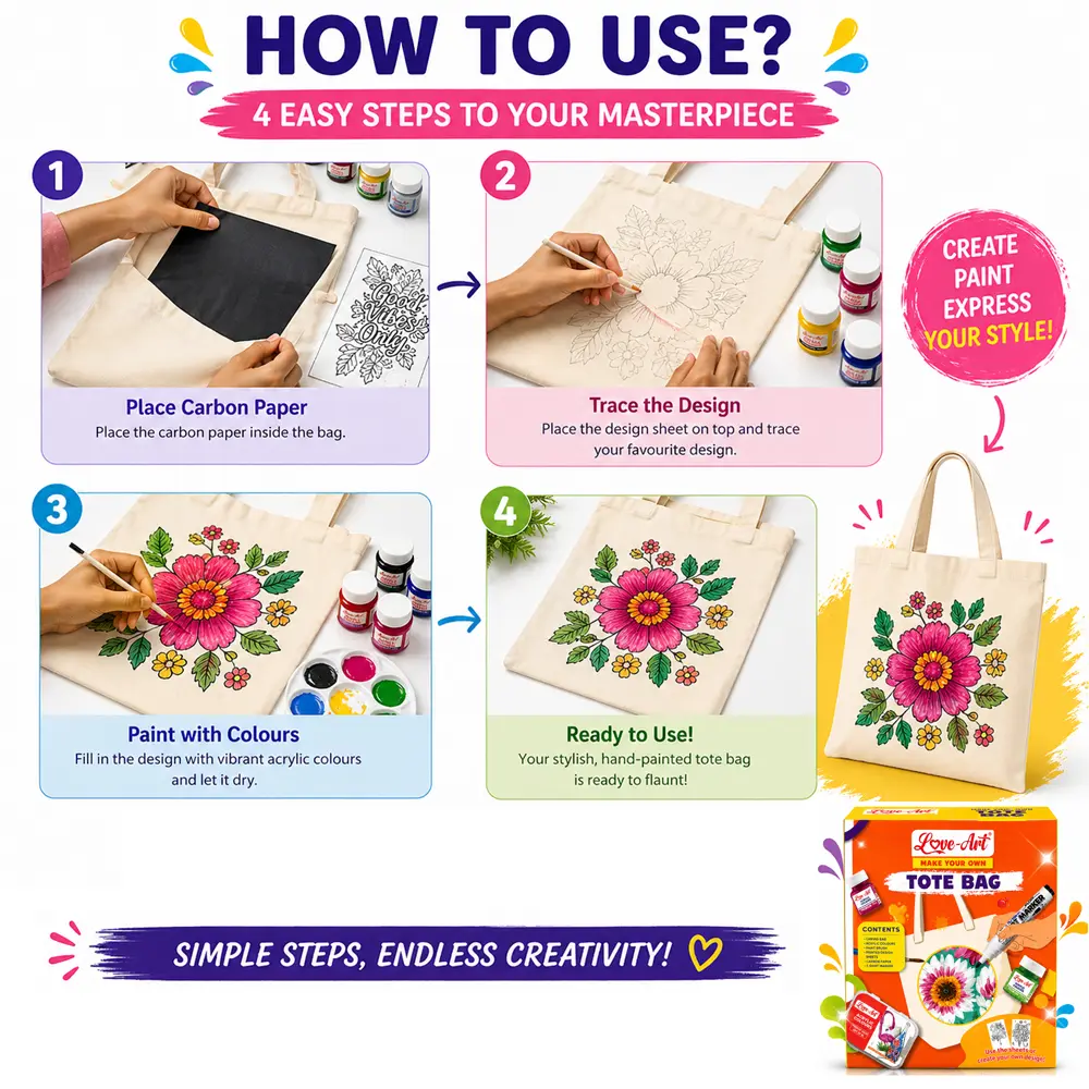 Paint brush included in Love-Art tote bag painting kit for kids and adults Paint brush included in Love-Art tote bag painting kit for kids and adults