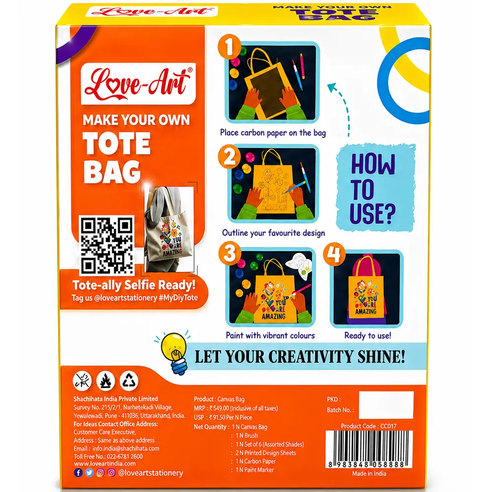Hand-Painted Canvas Tote Bag – Love-Art DIY Craft Kit Result Hand-Painted Canvas Tote Bag – Love-Art DIY Craft Kit Result